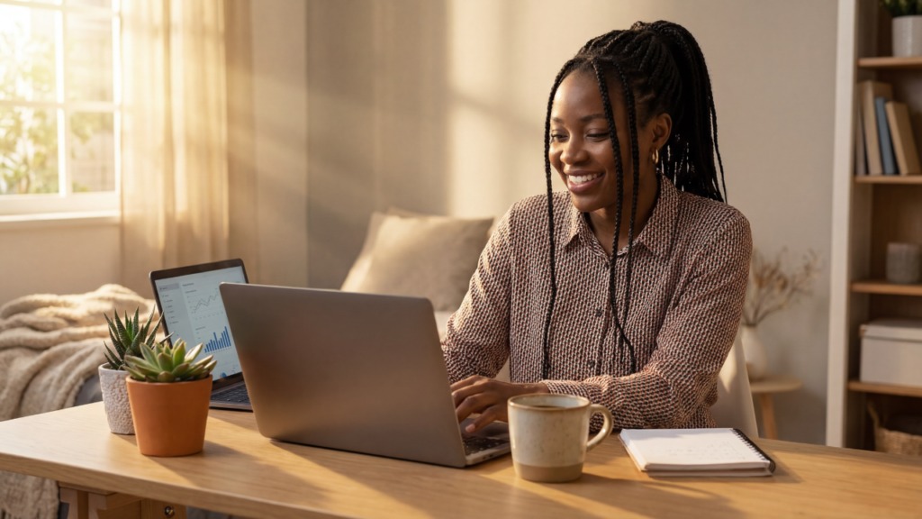 Entrepreneur building business from home without burnout